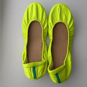 Tieks Neon Yellow Ballet Flats Size 9 with Original Box